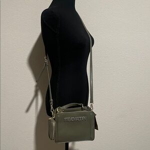 Steve Madden Olive Green Box Crossbody Gold Hardware Logo Bag
